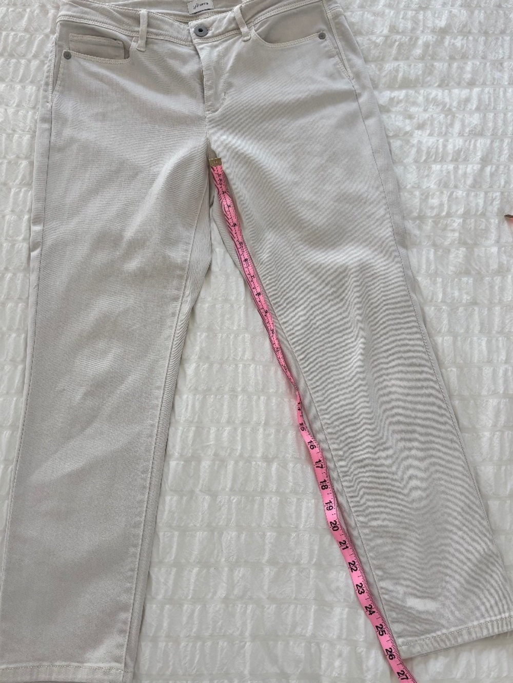 J Jill Authentic Fit slim ankle denim jean in off white 8 Petite - Picture 9 of 14